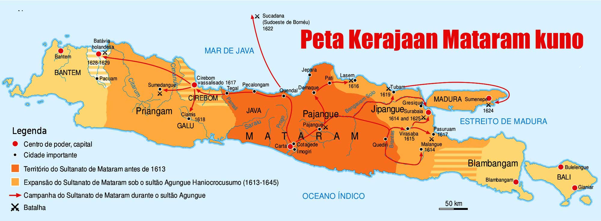 Peta daerah kekuasaan Kerajaan Mataram kuno