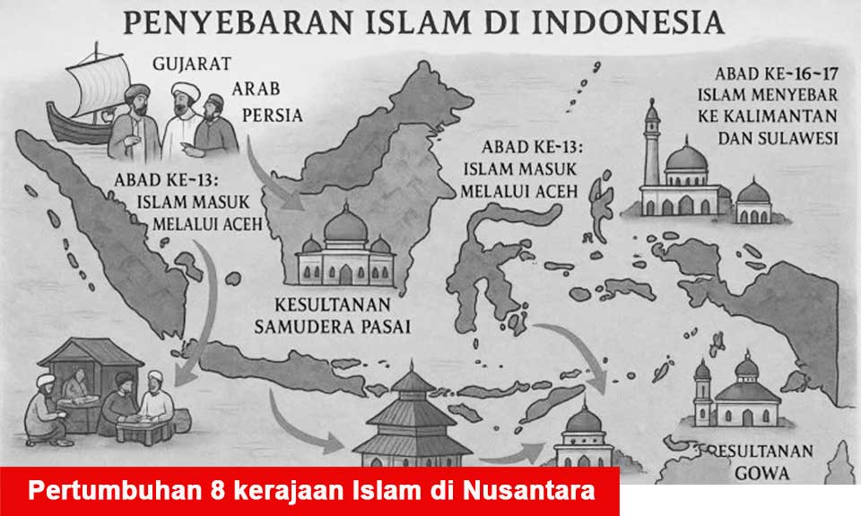 Pertumbuhan 8 kerajaan Islam di Nusantara