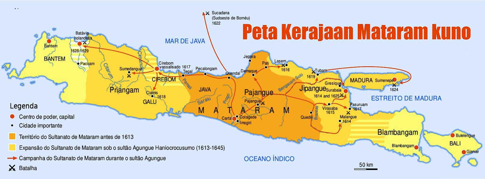 Peta daerah kekuasaan Kerajaan Mataram kuno